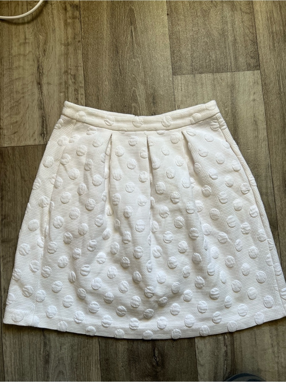 Boden White Textured Polka Dot Pleated Jacquard A-Line Skirt Size 4 R